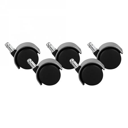 Lote 5 Rodas ROLLER 2, 11x50mm, Pisos Duros, Design Elegante, Alumínio, Cor Preto 