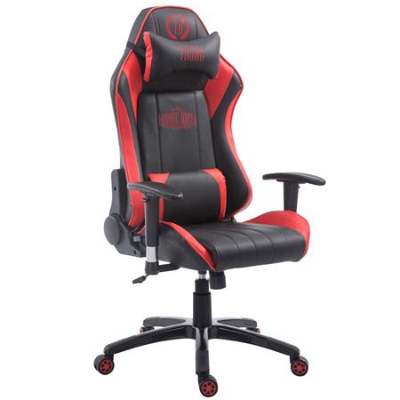 Cadeira de Gaming LOGAN PRO, Encosto Reclinável, Almofadas de Apoio, Em Preto/Vermelho