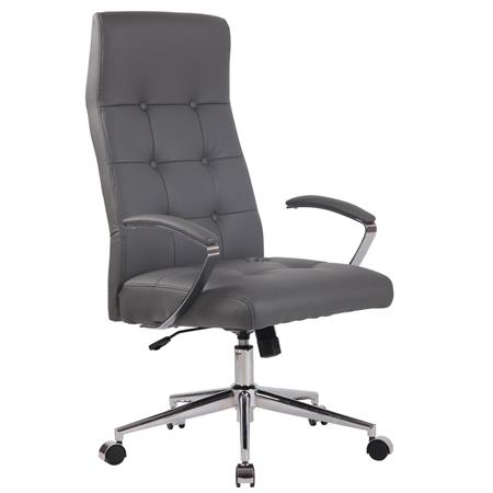 Poltrona de Escritório VIRGINIA, Estructura Metálica, Design Exclusivo, Em Pele, Cinzento