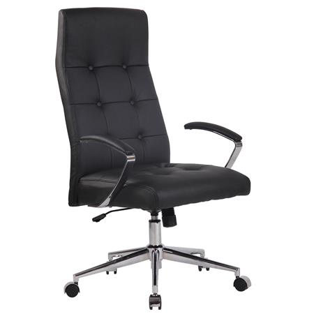 Poltrona de Escritório VIRGINIA, Estructura Metálica, Design Exclusivo, Em Pele, Preto