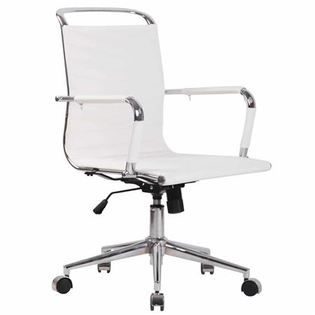 Cadeira de Escritório SIGRID, Design Moderno, Costuras Visíveis, Em Pele Verdadeira, Branco