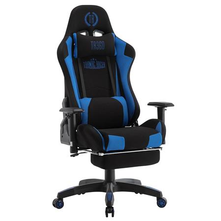 Cadeira Gaming TURBO LED PANO, Apoia Pés, Reclinável, Almofada Lombar e Cervical, Preto/Azul