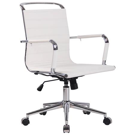 Cadeira de Escritório ZURIQUE, Design Elegante, Costuras Visíveis, Pele Verdadeira, Branco