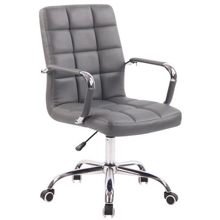 Cadeira de Escritório DELAN PRO, Acolchoado Espesso, Base Metálica, Em Pele, Cor Cinzento