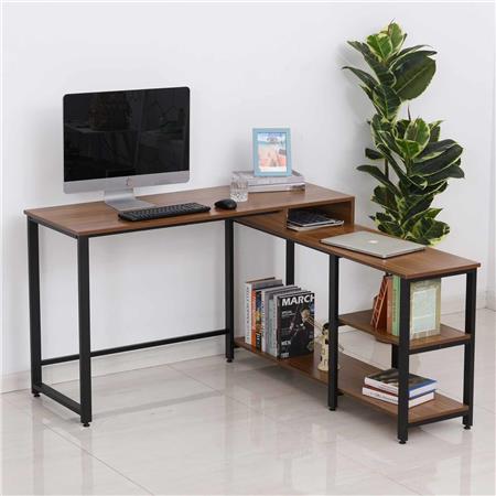 Mesa de Escritório TANGANICA, Em Madeira e Metal, Dimensões 152x152x78cm, Castanho
