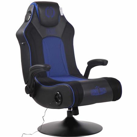 Cadeira Gaming TAUKEN PLUS, Subwoofer Integrado, Apoia Braços Ajustáveis, Em Pele, Azul