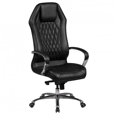 DEMO# Poltrona Ergonómica BATURA, Bonito Design, Forrada em Pele Verdadeira, Cor Preto