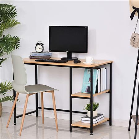 Mesa Computador GIADA, 106x50x76cm, Design Exclusivo, Madeira e Metal, Castanho