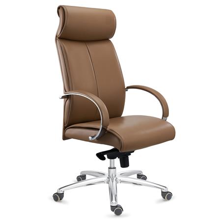 DEMO# Poltrona Escritório PANAMÁ, Cómodo e Elegante, Elevada Resistência, Pele Verdadeira, Camel
