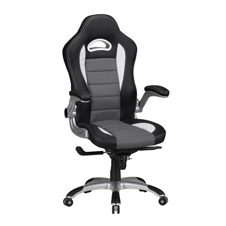 Cadeira Gaming NORIS, Apoia Braços Rebatíveis,  Uso de 8H, Em Pele, Preto