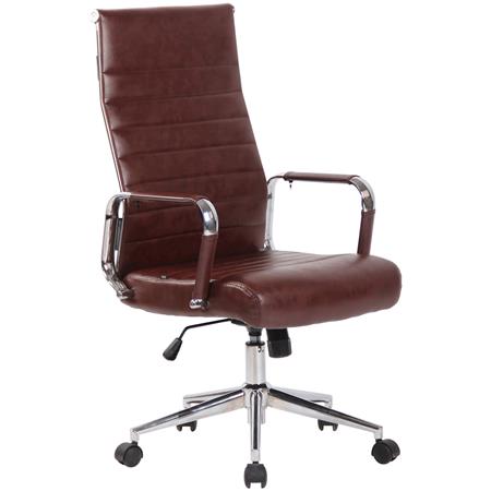 Cadeira de Escritório KOLMU, Base Metálica, Design Elegante Com Costuras, Em Pele Bordeaux