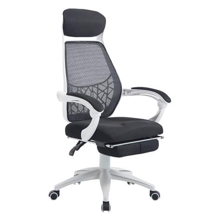 Cadeira de Escritório MARTXEL, Apoia Pés Extensível, Reclinável, Em Preto e Branco