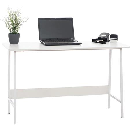 Mesa de Escritório MINT, 120x45x71 cm, Em Metal e Madeira, Cor Branco