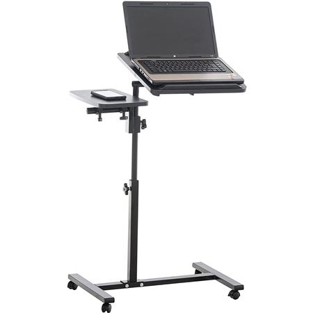 Mesa de Escritório AUXY, Ajustável em Altura, Com Rodas, Em Madeira, Cor Preto