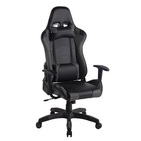 Cadeira Gaming DARIUS, Almofadas Integradas, Mecanismo Balanço, Pele, Cinza Escuro