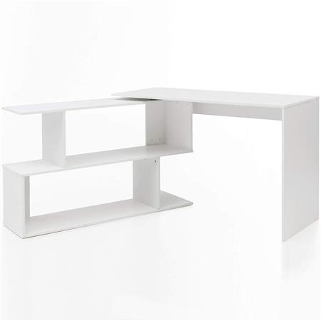 DEMO# Mesa de Computador FÁTIMA, 119x49x78 cm, Com Estantes, Em Madeira, Cor Branco