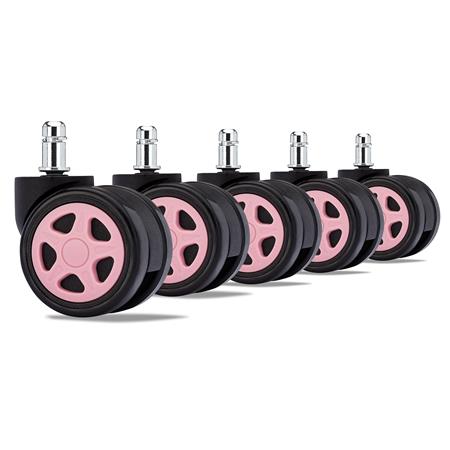 Lote 5 Rodas, 11x50mm, Pavimentos Duros, Estilo Gaming, Cor Preto / Rosa