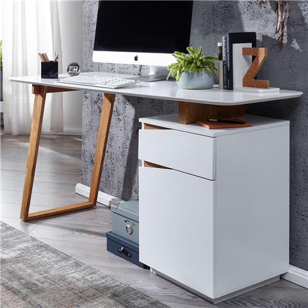 Mesa Computador LAIENE, 140x45x76cm, Design Moderno, Madeira, Branco