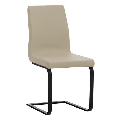 Cadeira de Visita ELARA, Acolchoado Extra Confortável, Estructura Preta, Pele, Cor Creme