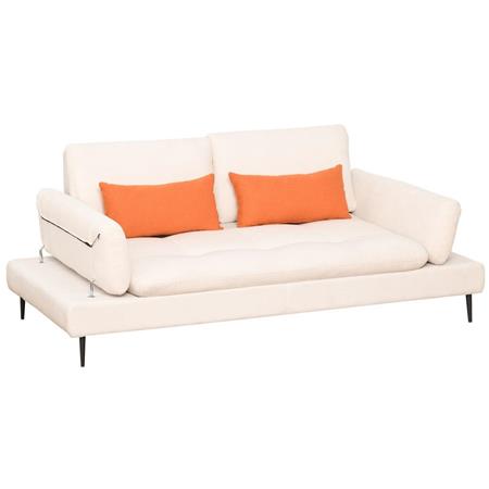 Sofá de 2 lugares FLORIDA, Profundidade Assento Ajustável, Em Pano, Creme