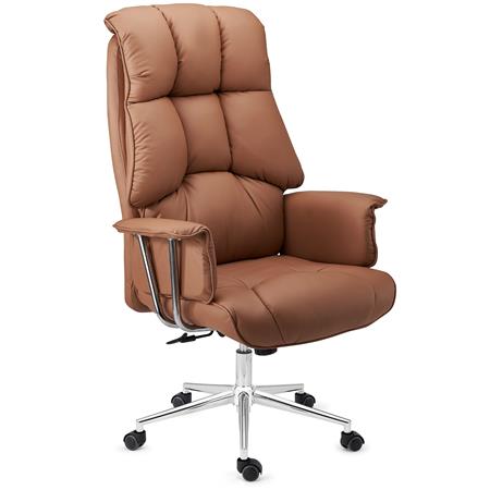 DEMO# Poltrona de Escritório PRESIDENTE, Design Exclusivo, Acolchoado Alta Densidade, Pele, Camel