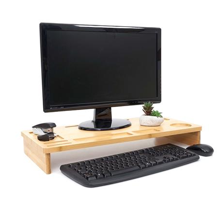 Suporte Para Monitor, ERGHOS, 65x31x9cm, Madeira de Bambu, Castanho
