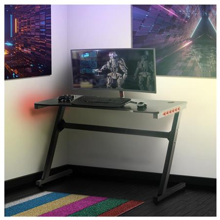 Mesa Gaming LUIS, Design Desportivo, 120x77x60cm, Aço Resistente, Preto 