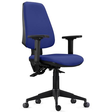 Cadeira Ergonómica INDIANA PRO, Uso Intensivo 8H, Reclinável, Braços 2D, Pano, Azul Escuro