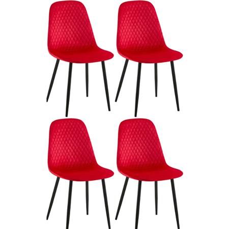 Lote de 4 Cadeiras de Visita DOGMA VELUDO, Estructura Metálica, Cor Vermelho