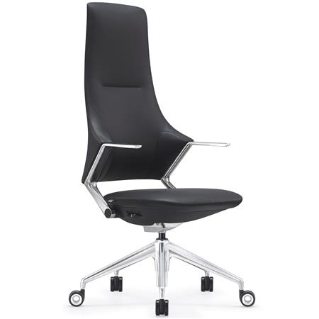 Poltrona de Escritório BOHÈME, Design 100% Exclusivo, Máxima Resistência e Qualidade, Em Pele Verdadeira, Preto