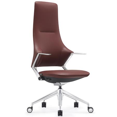 Poltrona de Escritório BOHÈME, Design 100% Exclusivo, Máxima Resistência e Qualidade, Em Pele Verdadeira, Bordéus