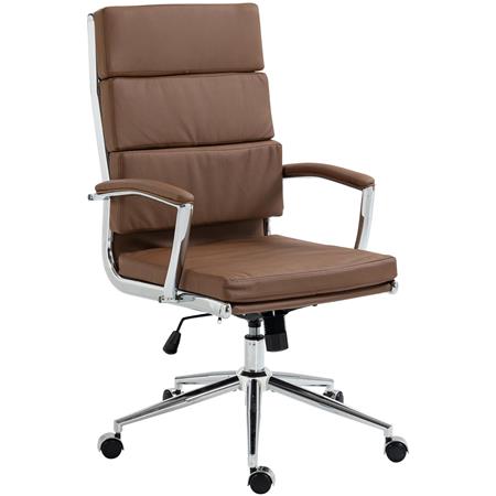 Cadeira de Escritório TODRA Pele, Design Clássico, Muito Confortável, Em Castanho Claro