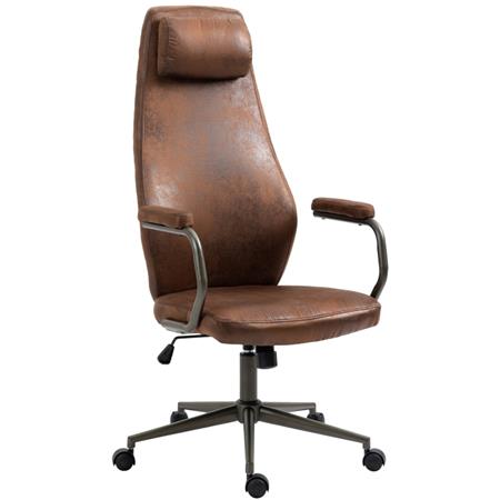 Cadeira de Escritório FLORENCE, Braços de Design, Base Preta, em Pele Castanho