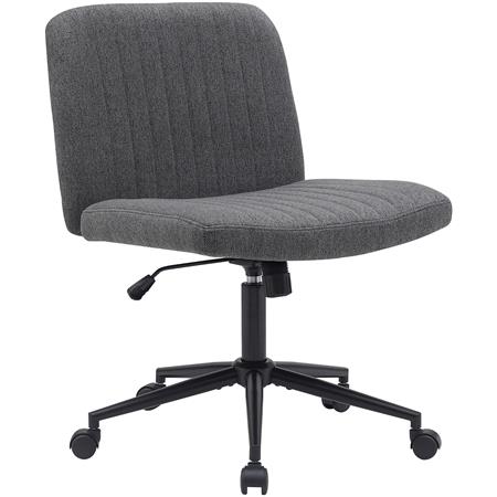 Cadeira de Escritório SONNY, Design Compacto, Base de Metal, em Tecido Cinzento Escuro