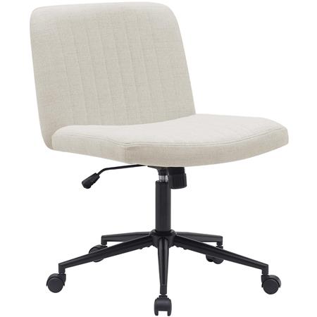 Cadeira de Escritório SONNY, Design Compacto, Base de Metal, em Tecido Creme