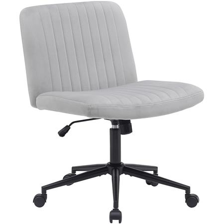Cadeira de Escritório SONNY, Design Compacto, Base de Metal, em Veludo Cinzento Claro