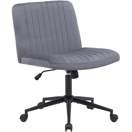 Cadeira de Escritório SONNY, Design Compacto, Base de Metal, em Veludo Cinzento Escuro