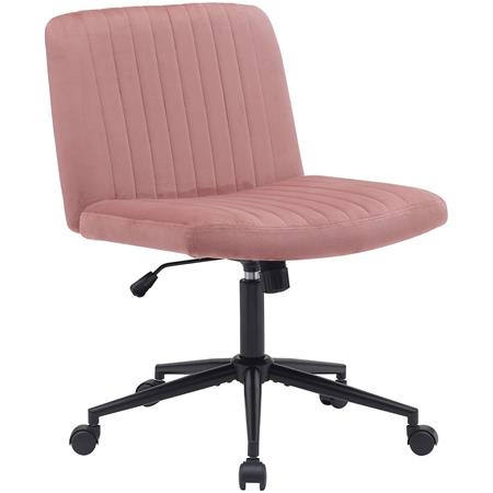Cadeira de Escritório SONNY, Design Compacto, Base de Metal, em Veludo Rosa