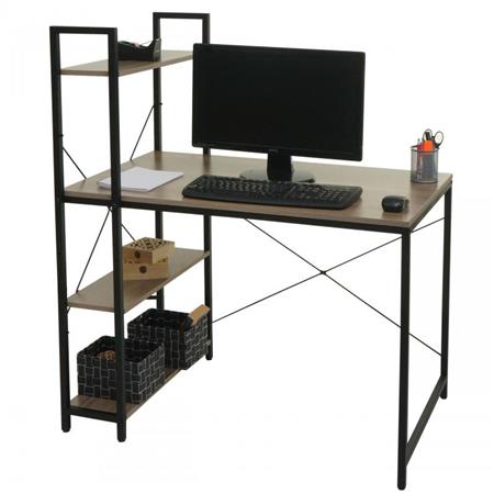 Mesa de Escritório NORMAN 100x60x72 cm, Estante Incluída, em Madeira, Cor Cinzento