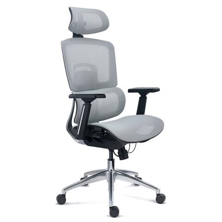 Cadeira Ergonómica TITAN, Base e Estrutura em Alumínio, Ajustes Avançados, Uso Diário de 8H, em Cinzento