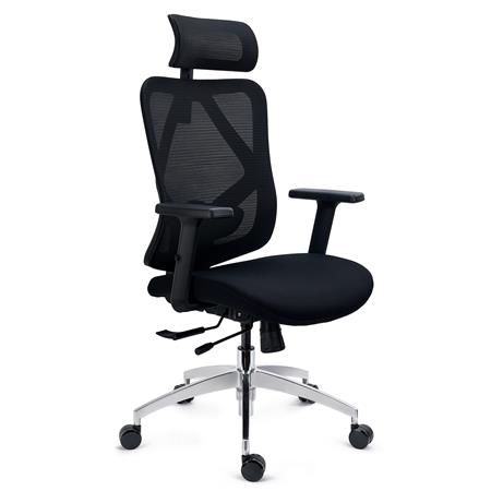 Cadeira Ergonómica LONDON, Suporte Lombar, Assento Deslizante, Braços 3D, em Preto