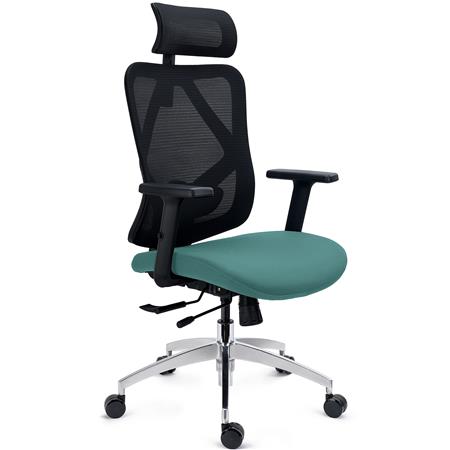 Cadeira Ergonómica LONDON, Suporte Lombar, Assento Deslizante, Braços 3D, em Verde