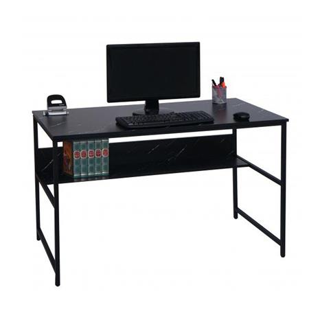 Mesa de Escritório EVOKE 120x60x78 cm, Estrutura Metálica, Superfície em Madeira, Cor Preto Mármore