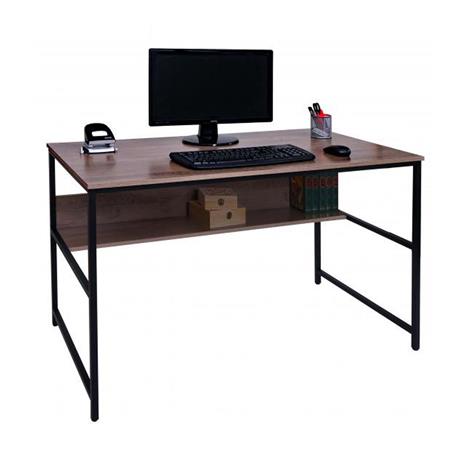Mesa de Escritório EVOKE 120x60x78 cm, Estrutura Metálica, Superfície em Madeira, Cor Carvalho