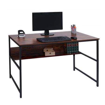 Mesa de Escritório EVOKE 120x60x78 cm, Estrutura Metálica, Superfície em Madeira, Cor Nogueira