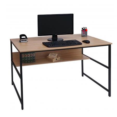 Mesa de Escritório EVOKE 120x60x78 cm, Estrutura Metálica, Superfície em Madeira, Cor Castanho claro