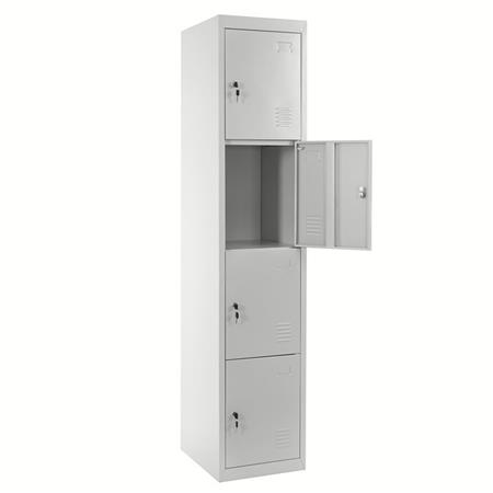 Cacifo Arquivador HILDUR, 180x38x45 cm, 4 Compartimentos com Fechadura, cor Cinzento