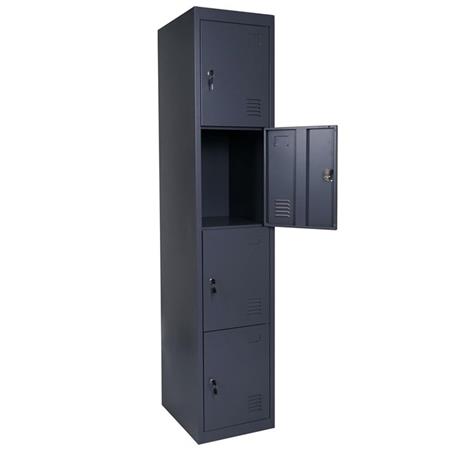 Cacifo Arquivador HILDUR, 180x38x45 cm, 4 Compartimentos com Fechadura, cor Azul Escuro