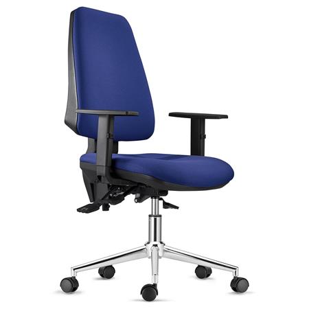 DEMO# Cadeira Ergonómica INDIANA, em Pano, Azul Escuro, Base Metálica, com Braços Ajustáveis