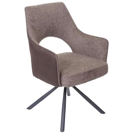 Cadeira de Visita ANNIE, Giratória, Design Moderno, Pernas Metálicas, em Tecido, Cor Castanho